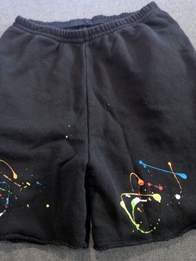 nununu Black Shorts with Multicolor Paint Splatter